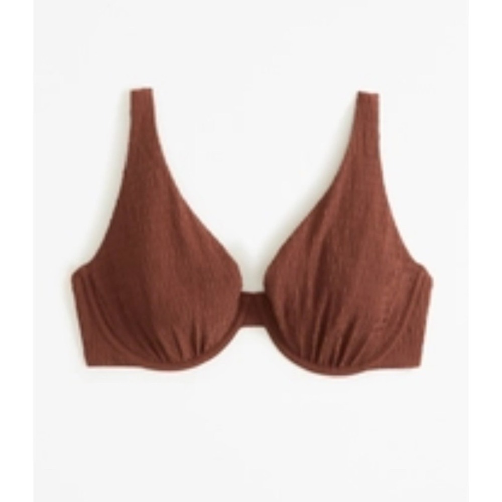 Abercrombie Apex Bikini Top Womens Medium Brown Curve Love Smocked Underwire